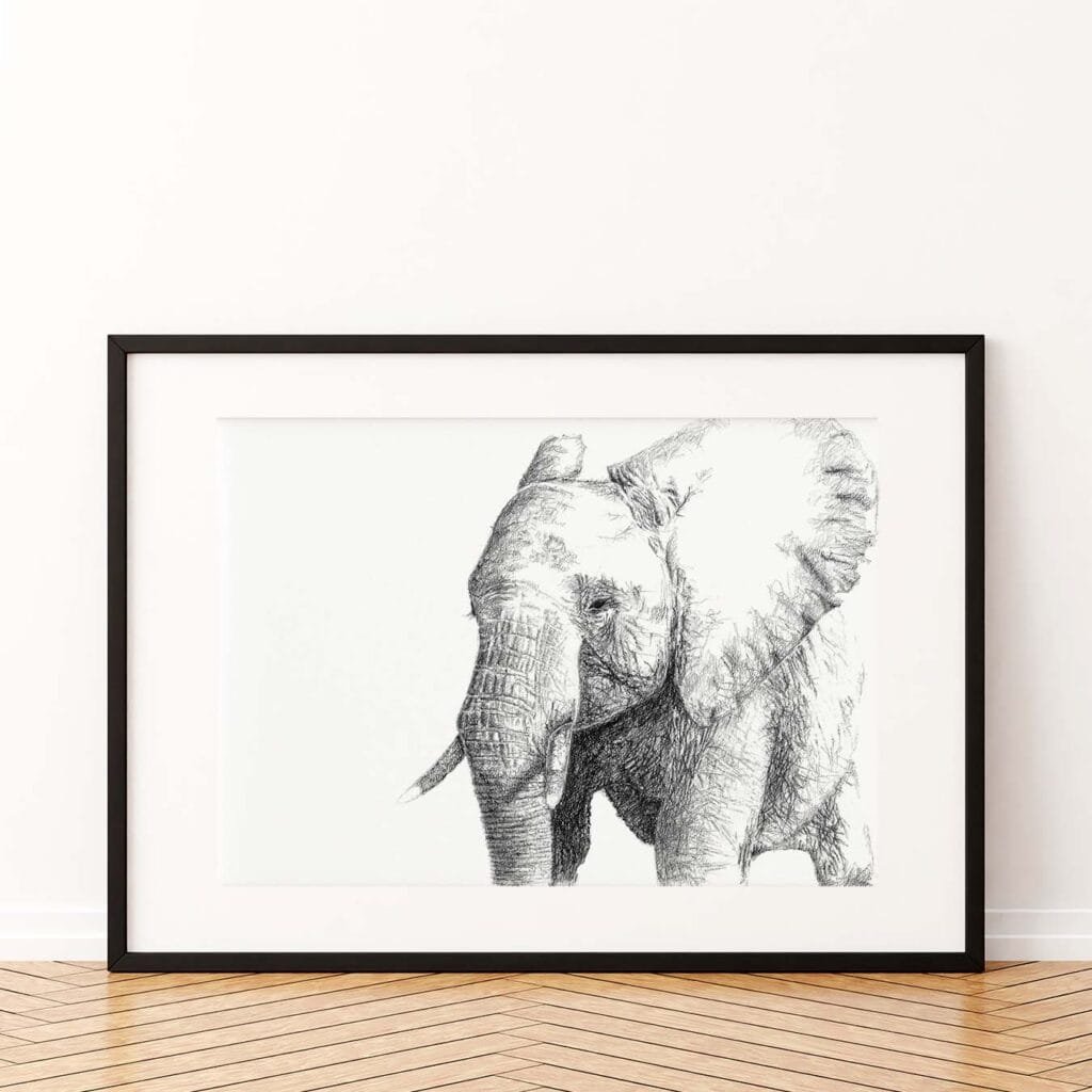 Elephant Sketch Art Print