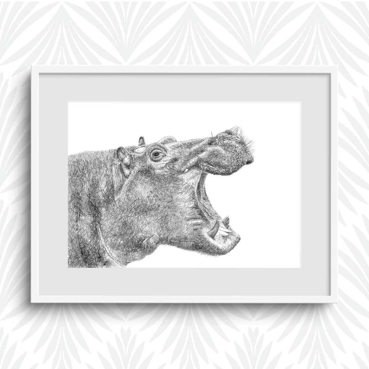 Hippo Sketch Art Print