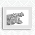 Hippo Sketch Art Print