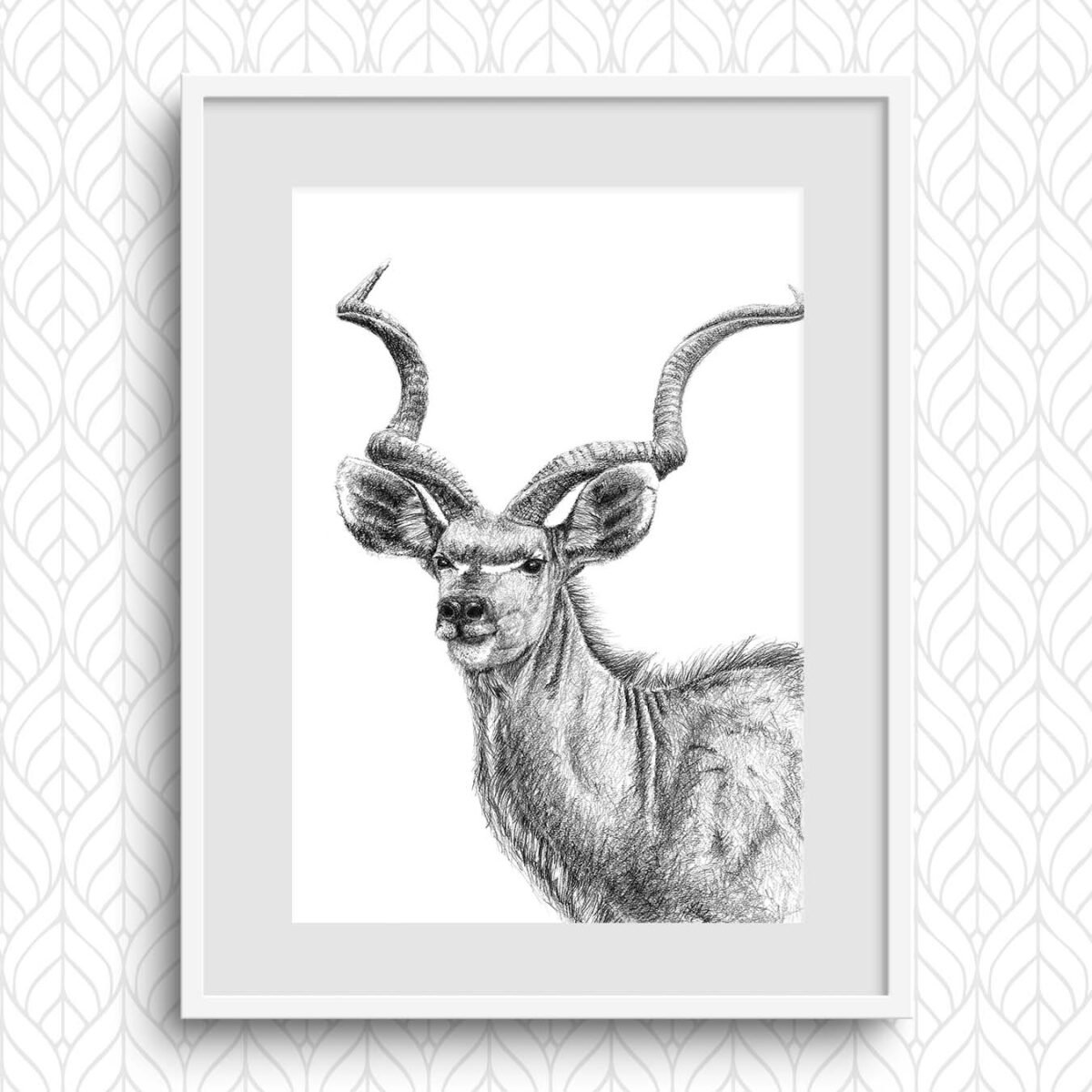Kudu Sketch Art Print - Image 2