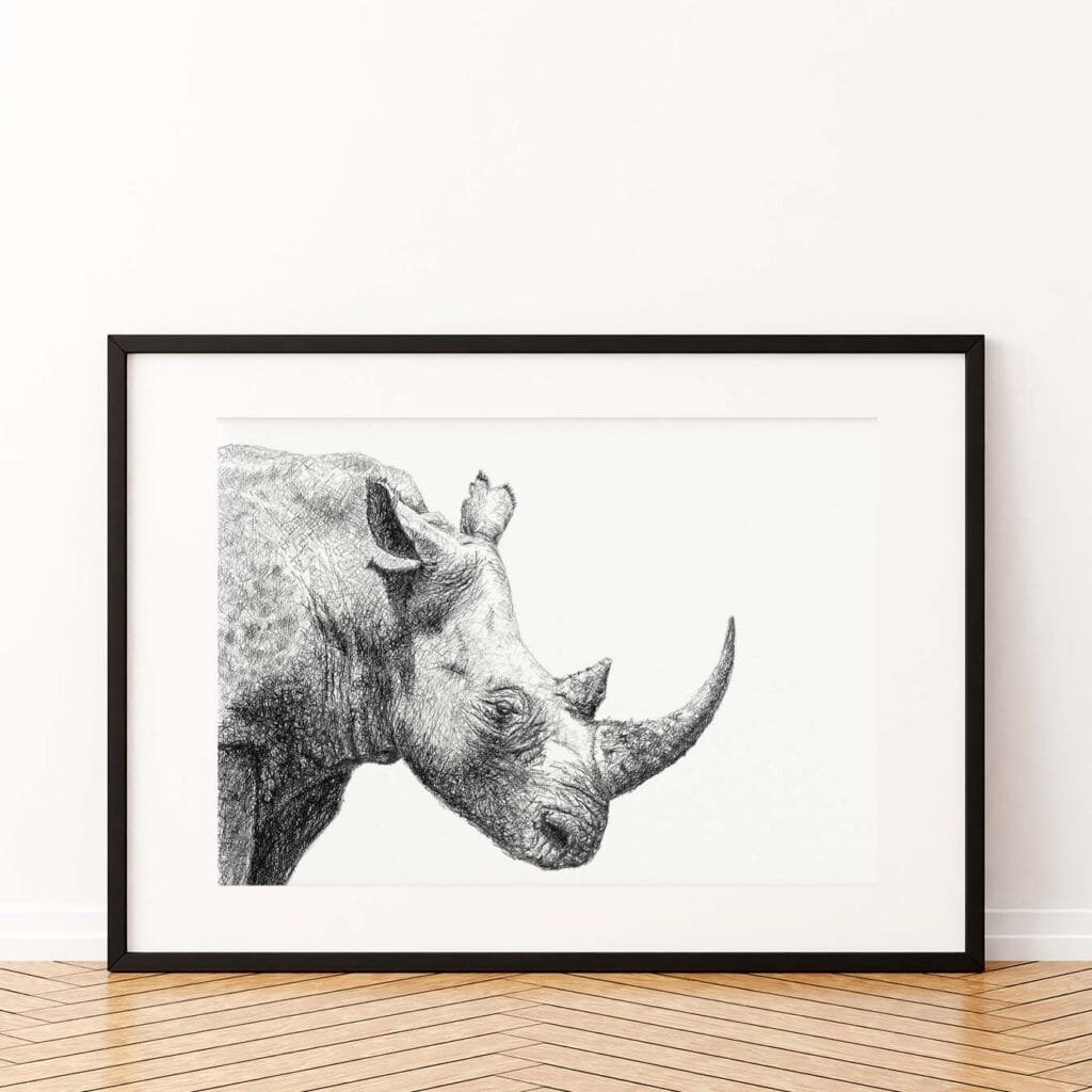 Rhino Sketch Art Print