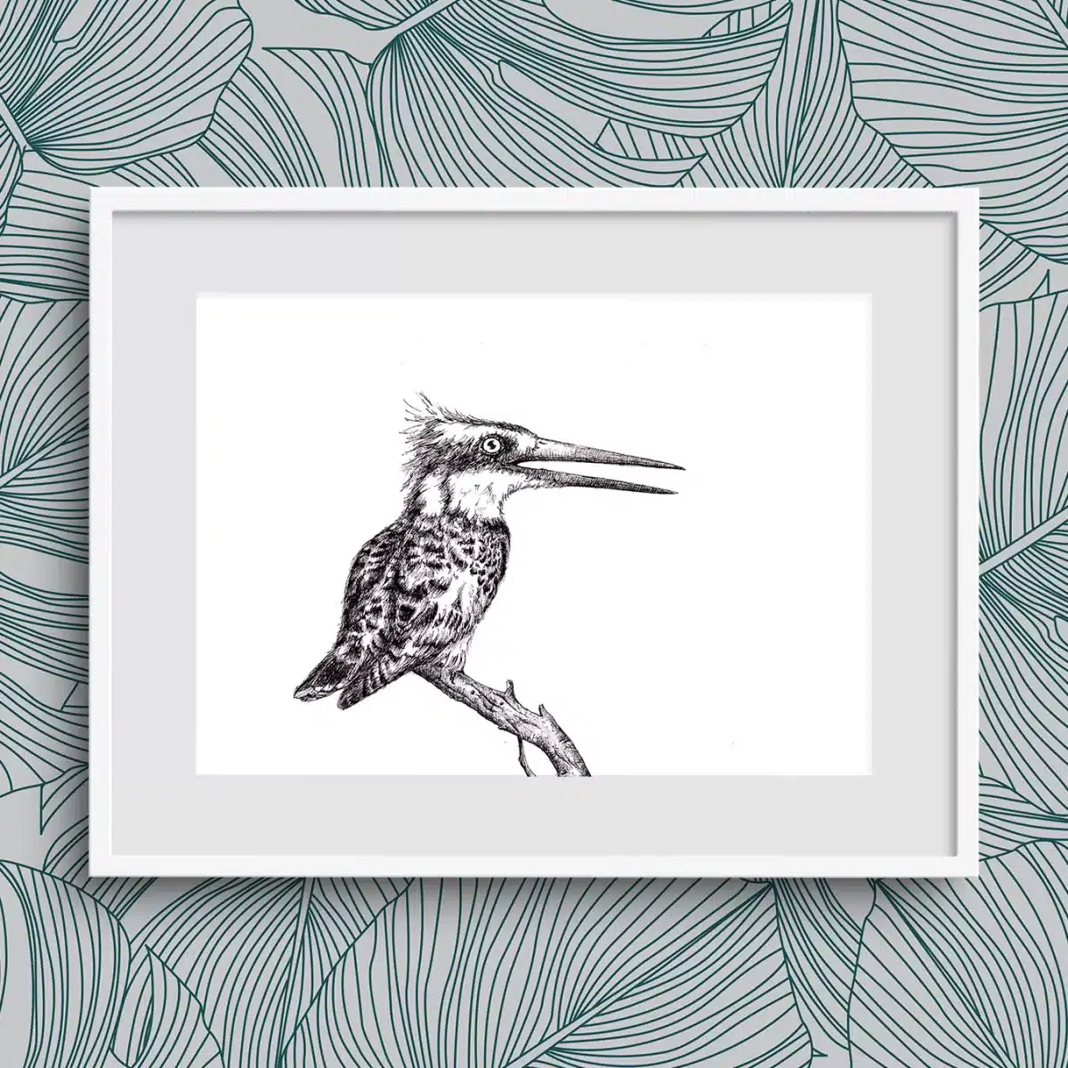 Kingfisher Pen and Ink Art Print - Image 2
