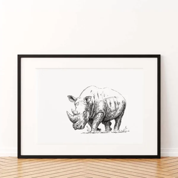Rhino Pen and Ink Art Print