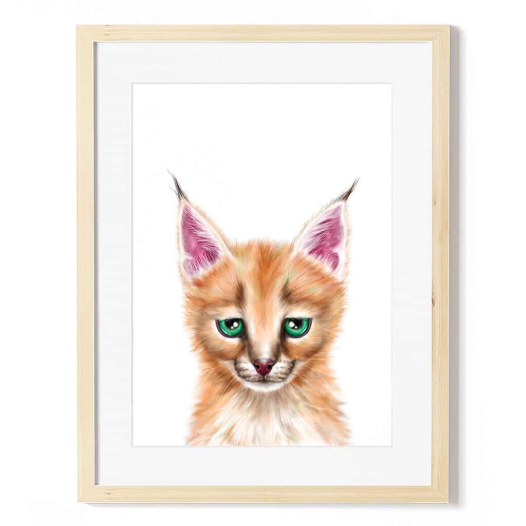 baby caracal art print