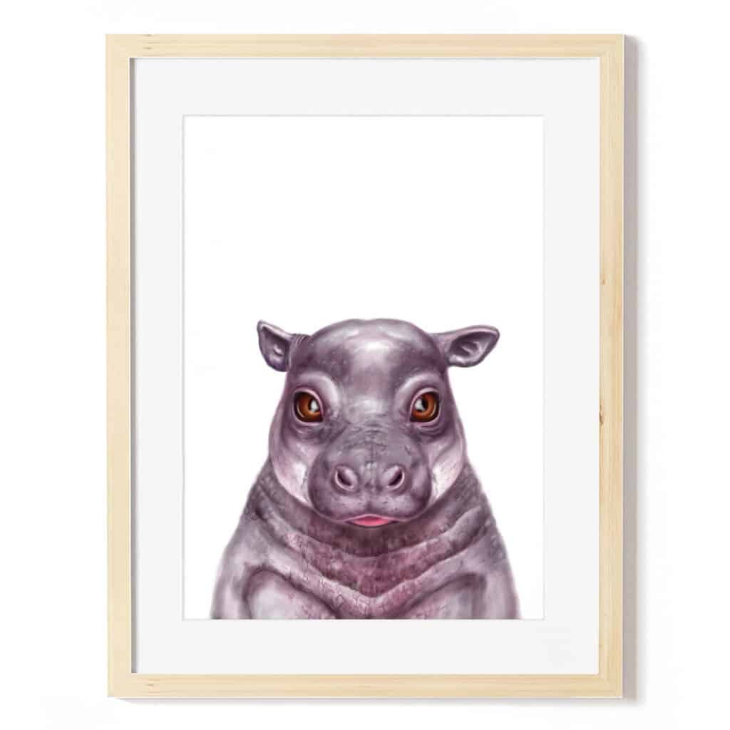 baby hippo art print