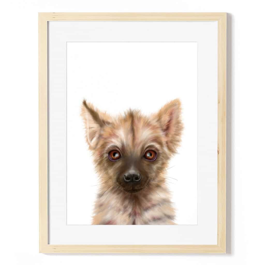 baby hyena art print