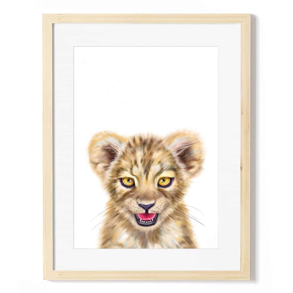 baby lion art print