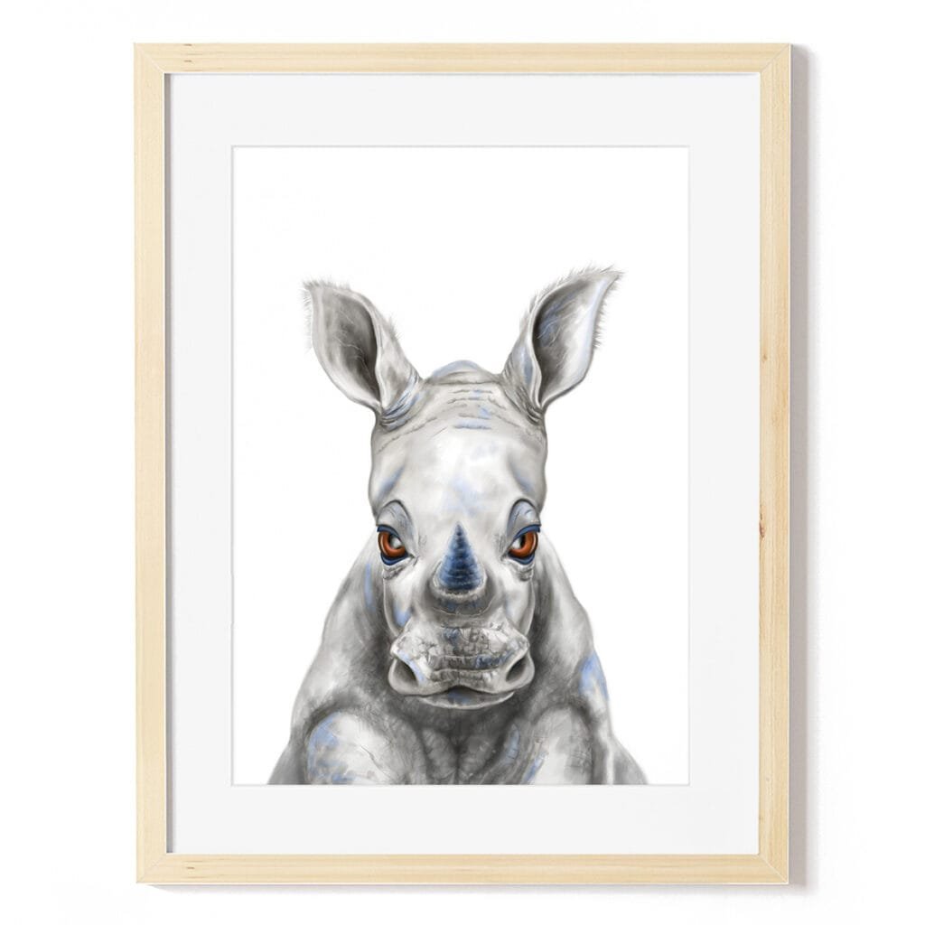baby rhino art print