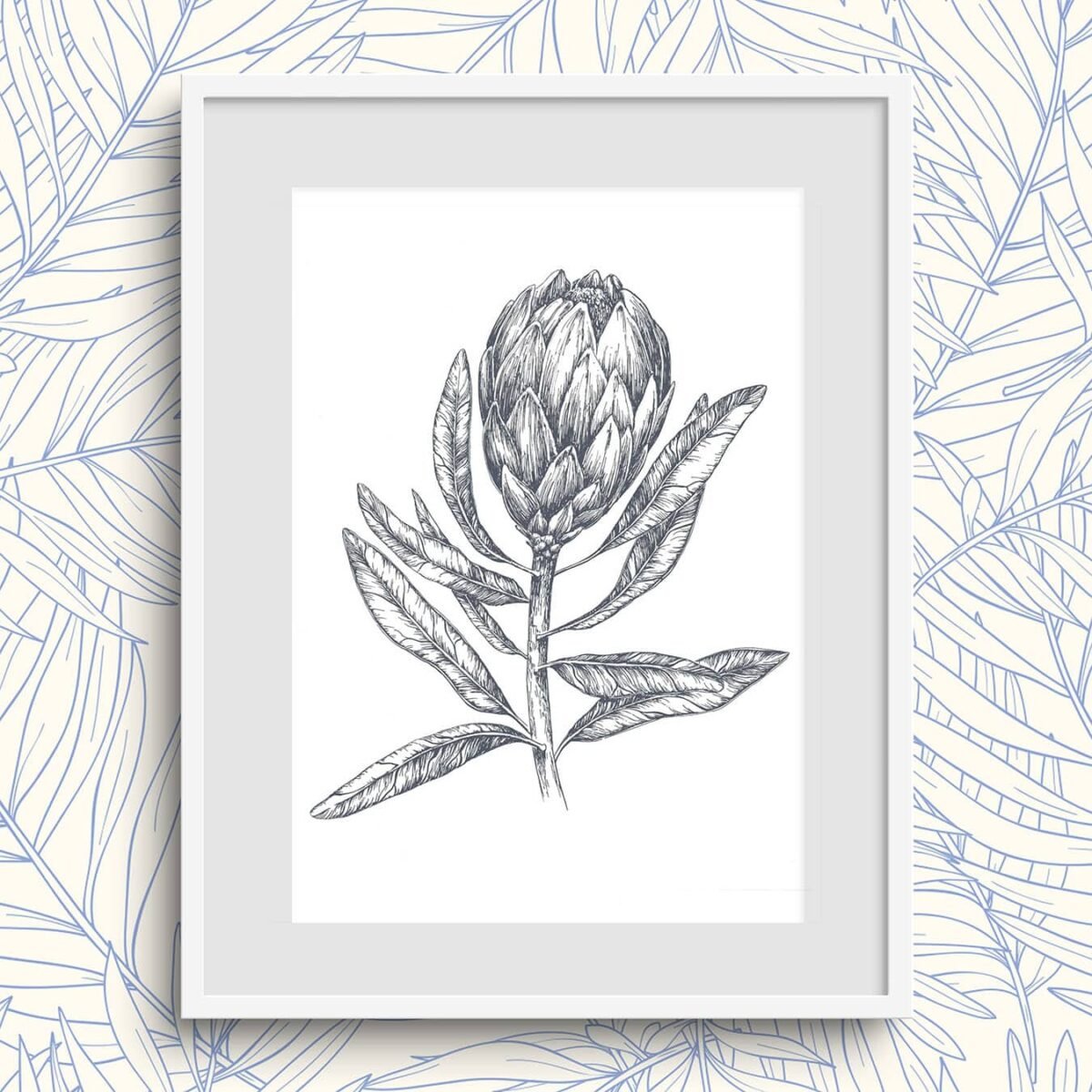 Protea Pen & Ink Art Print-P2 - Image 2