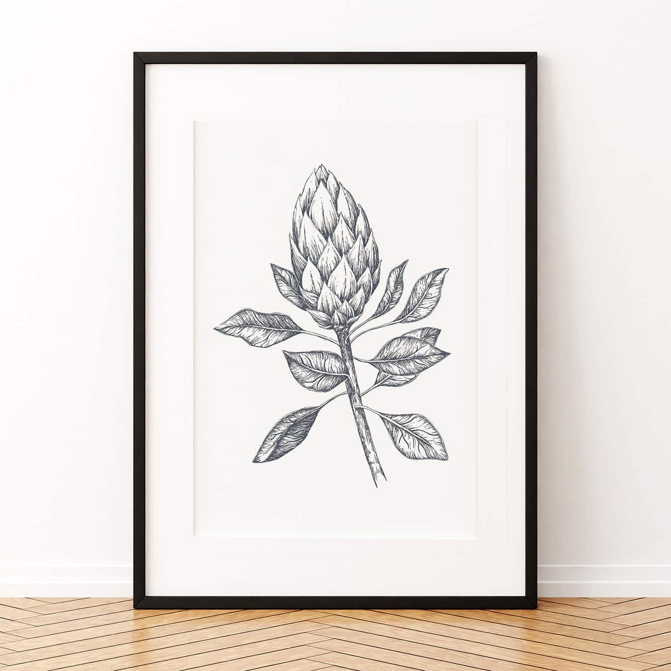 Protea Pen & Ink Art Print-P3